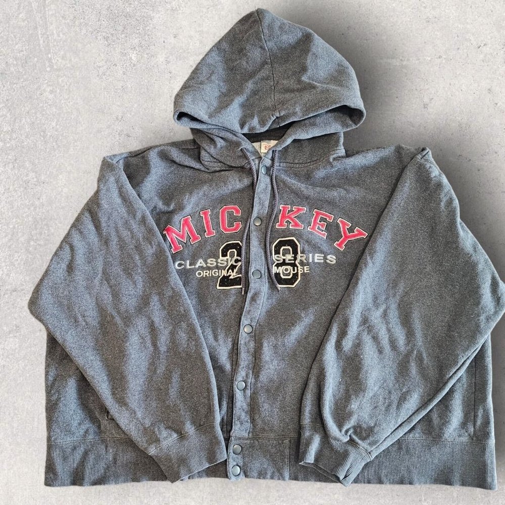 VTG Disney Store Mickey Mouse Hooded Jacket Sz XXL Gray Mickey 28 Original Mouse